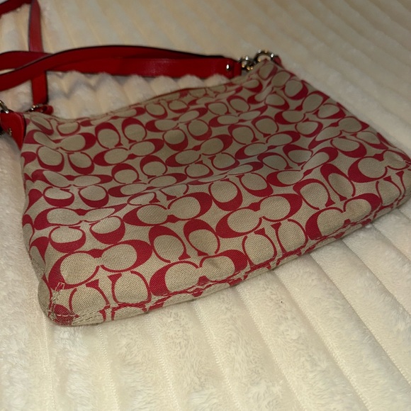 Coach Red and Tan Shoulder Bag - Picture 5 of 6